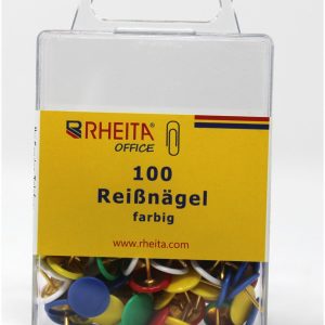 Rheita Reissnägel, farblich sortiert, 100 Stück in Klarsichtbox