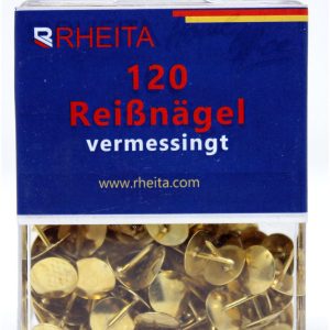 Rheita Reissnägel, messing, 120 Stück in Klarsichtbox