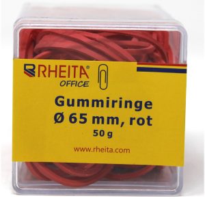 Rheita Gummiringe, rot, 65 mm Durchmesser, 50 g in Klarsichtbox