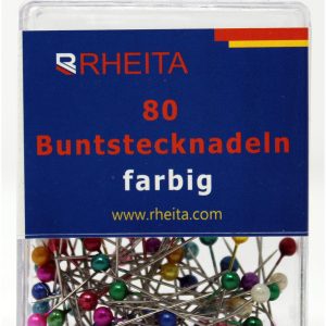Rheita Bundstecknadeln, farblich sortiert, 80 Stück in Klarsichtbox