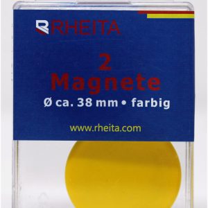 Rheita Magnete 38 mm rund, farblich sortiert, Tragfähigkeit 800 g, 2 Stück in Klarsichtbox