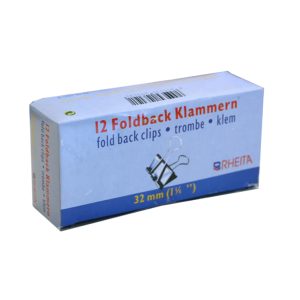 Rheita Foldback-Klammern 32 mm, schwarz, 12 Stück in Pappschachtel