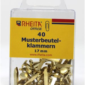 Rheita Musterbeutelklammern 17 mm, messing, 40 Stück in Klarsichtbox