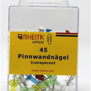 Rheita Pinnwandnägel,transparent, 45 Stück in Klarsichtbox