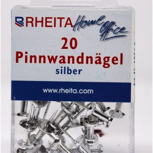 Rheita Pinnwandnägel, silber, 20 Stück in Klarsichtbox