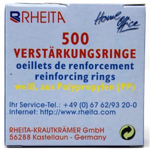 Rheita Lochverstärkungsringe, selbstklebend, 500 Stück in Dispenser