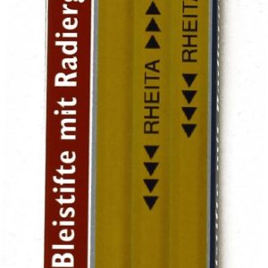 Rheita Bleistifte mit Radierer, gelblackiert, HB, hexagonal, 3 Stück in Pappschachtel