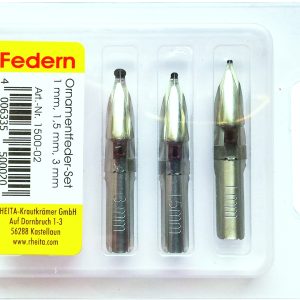Rheita Federnset 1 mm 1.5mm 3mm, veschiedene Ornamentfedern, 3 Stück in Klarsichtbox