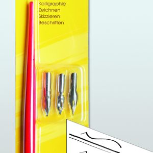 Rheita Federhalter-Set bestehend aus Federhalter und 3 Federn in versch. Größen,blau, auf Blisterkarte