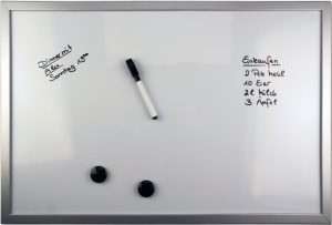 RHEITA Whiteboard magnetisch mit Alurahmen 80 x 60 cm inkl. 2 Magnete und Boardmarker