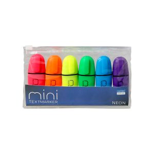 Gataric 6 Mini-Textmarker mit Tinte auf Wasserbasis, Keilspitze, Strichstärke 1-4 mm, Neonfarben