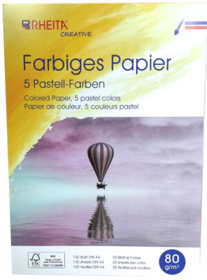 RHEITA Farbiges Universalpapier 100 Blatt, 80g/m², FSC-Mix, 5 x Pastellfarben