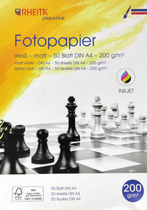 RHEITA Fotopapier, A4, 50 Blatt, weiß matt, FSC-Mix, 200g/m²