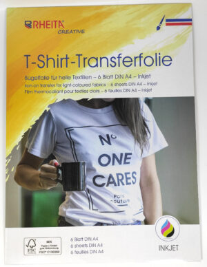 RHEITA T-Shirt Transferfolie, A4, Bügelfolie, Inkjet/Laser, für helle Textilien, 6 Blatt DIN A4