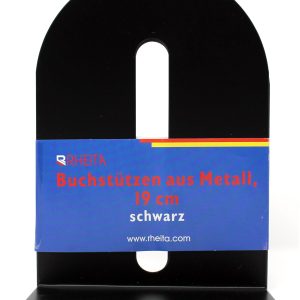 Rheita Buchstützen aus Metall abgerundete Kanten, schwarz, 19 cm