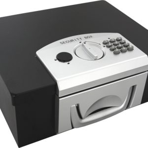Rheita Dokumentenkassette mit Griff Zylinderschloss und elektronisches Zahlenschloss, schwarz, Gewicht 5 kg