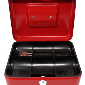 Rheita Geldkassette aus Metall mit Kunststoffeinsatz, rot