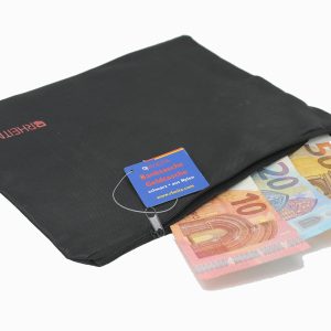 Rheita Geldtasche-Banktasche aus Nylon mit Reißverschluss, schwarz