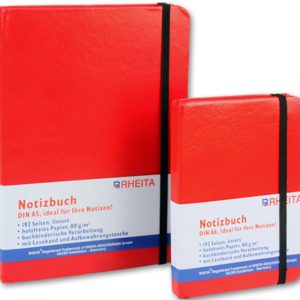 Rheita Notizbuch mit Leseband, Gummizugverschluss, Aufbewahrungstasche, A5, liniert, 96 Blatt, 80g/m²
