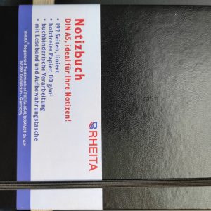 Rheita Notizbuch mit Leseband, Gummizugverschluss, Aufbewahrungstasche, A5, liniert, 96 Blatt, 80g/m²