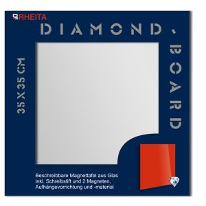 Rheita Glas-Magnettafel 35 x 35 cm, weiß, inkl. Schreibstift & 2 Neodym-Magneten