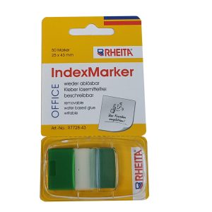 Rheita Indexe aus Folie im Spender, grün/transparent,  25 x 43 mm, 50 Blatt